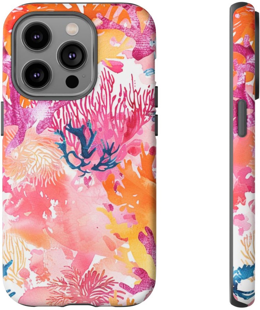 Aquarel Koraalrifpatroon – Telefoonhoesje Geschikt voor iPhone 14 Pro