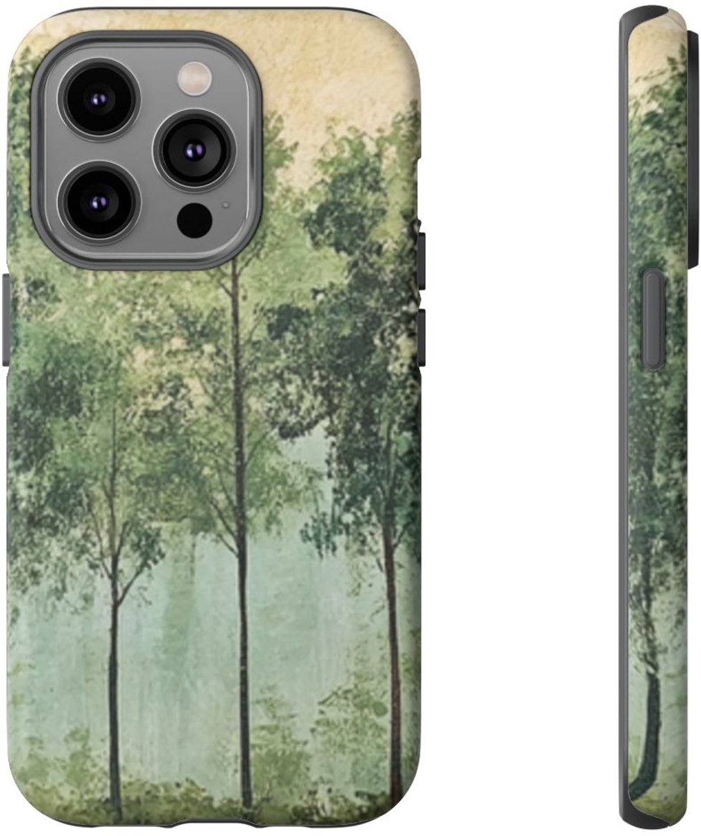 Groene Boomlijn Muurkunst – Telefoonhoesje Geschikt voor iPhone 14 Pro