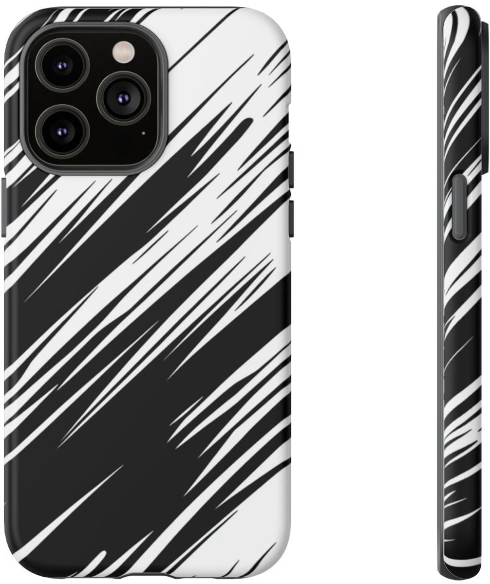 Zwart-Wit Snelheidslijnenpatroon – Telefoonhoesje Geschikt voor iPhone 14 Pro Max