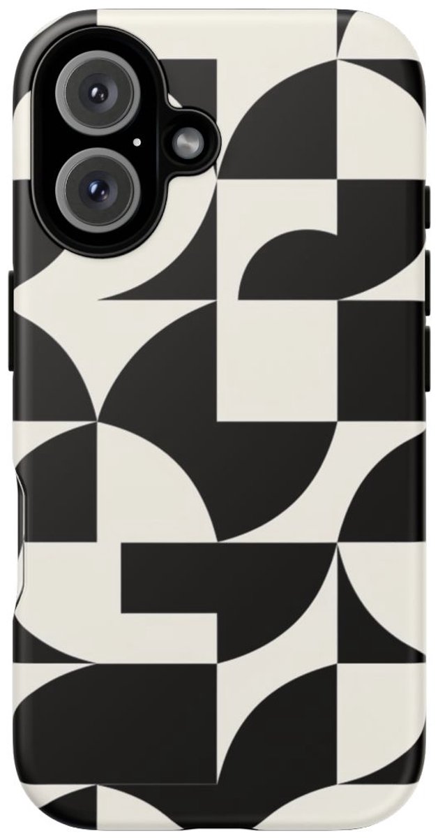 Zwart-Wit Geometrisch Abstract Patroon – Telefoonhoesje Geschikt voor iPhone 16