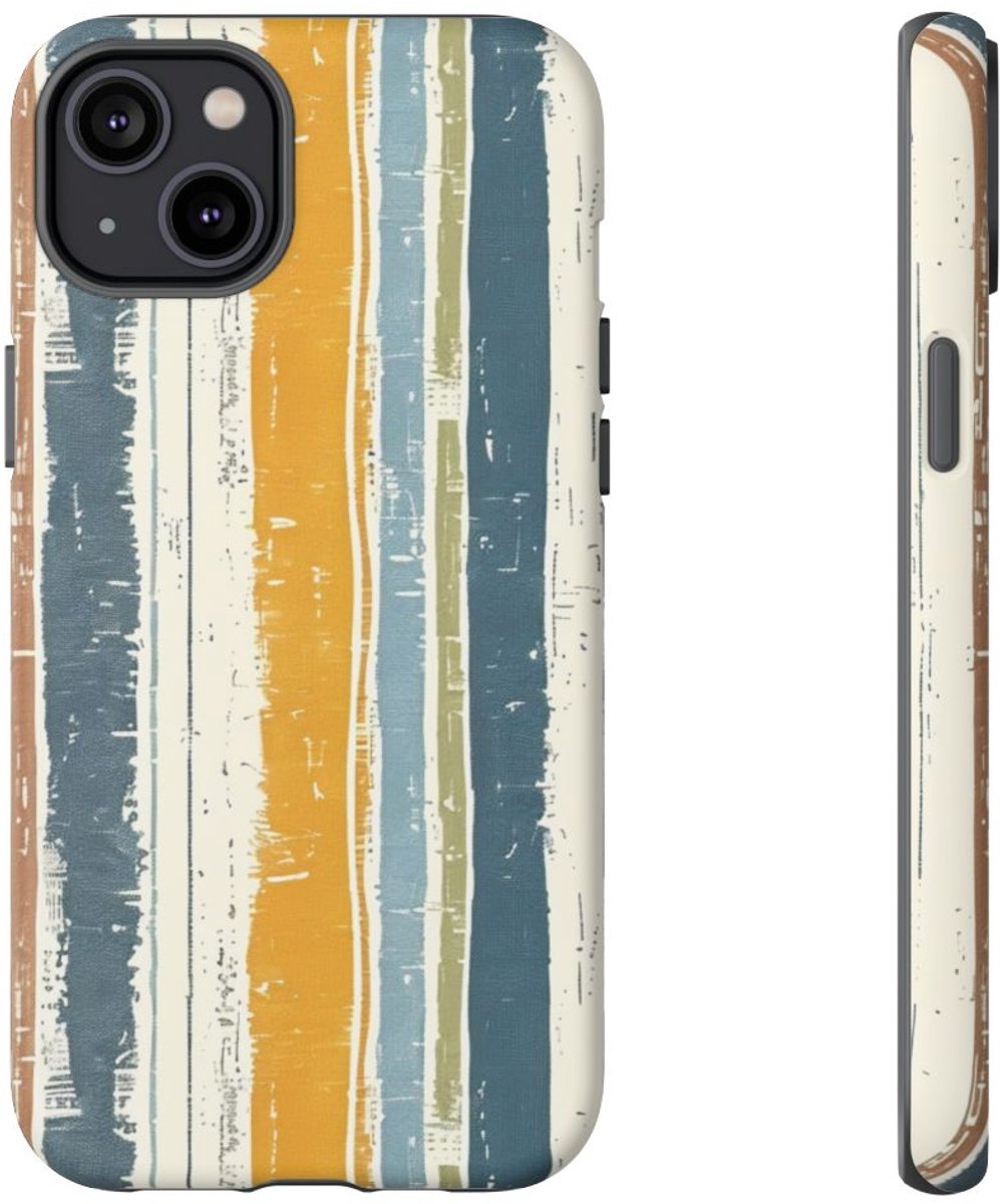 Rustiek Gestreept Linnenpatroon – Telefoonhoesje Geschikt voor iPhone 14 Plus