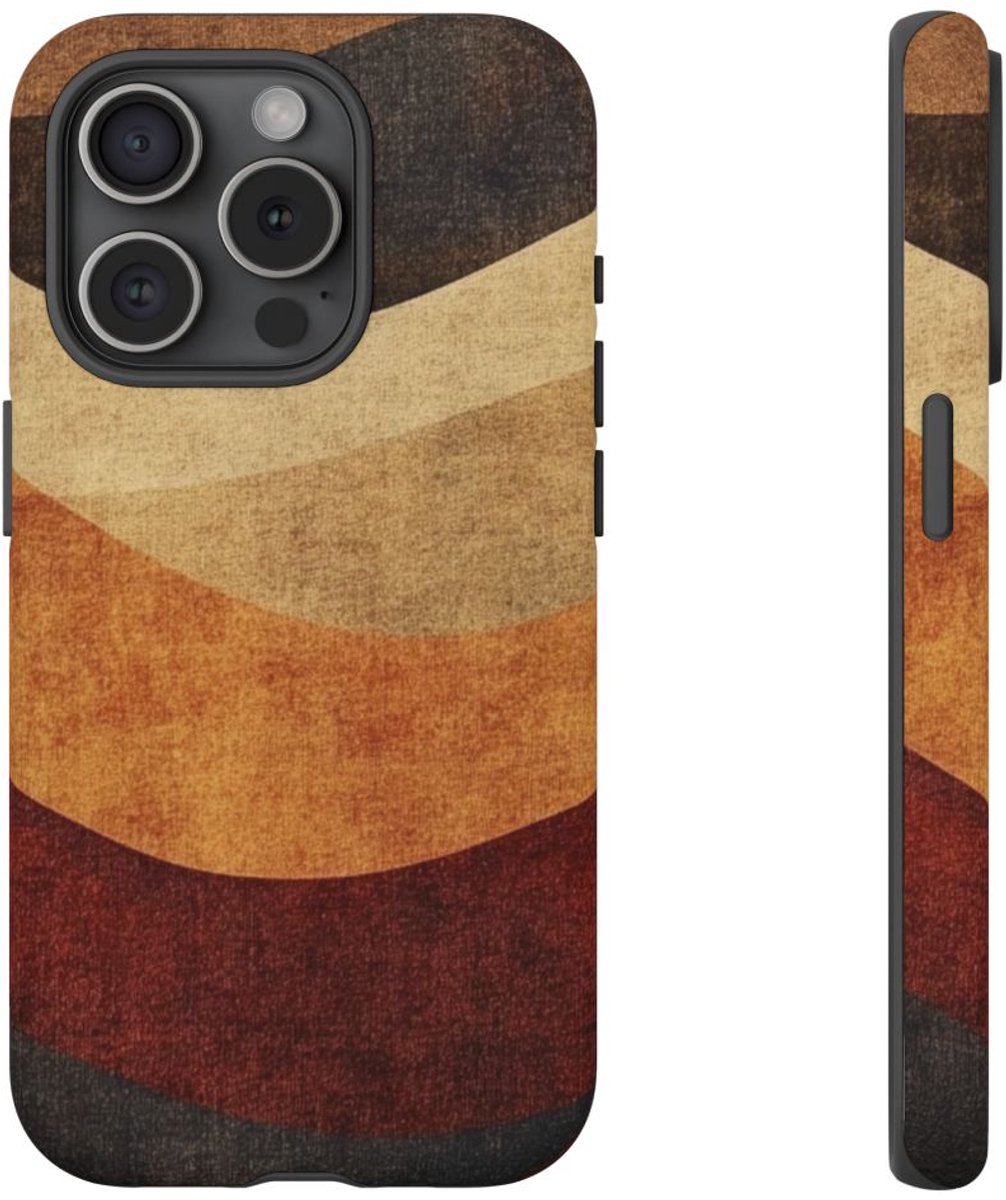 Warme Abstracte Golfpatronen – Telefoonhoesje Geschikt voor iPhone 15 Pro