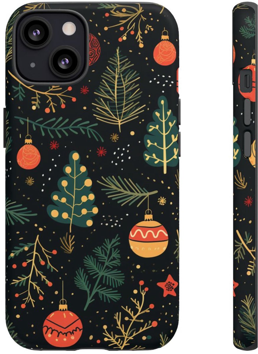 Kerstversiering en Dennentakken Patroon – Telefoonhoesje Geschikt voor iPhone 13