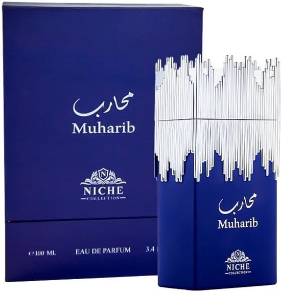 Muharib Niche Collection Eau de Parfum 100 ml - Citrus Kruidige Herengeur met Bergamot, Appel, Ananas & Patchouli | Langdurige, Mannelijke Geur met Muskus Cederhout met Kajal Sticker