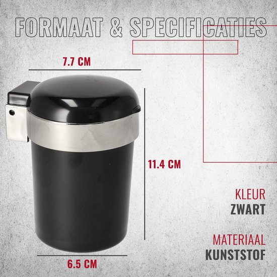 Auto Asbak voor Bekerhouder – Met Deksel en LED Verlichting – Universele Rookvrije Asbak voor Auto, Buiten & Vrachtwagen – Ø7.7 cm – Blauw Licht