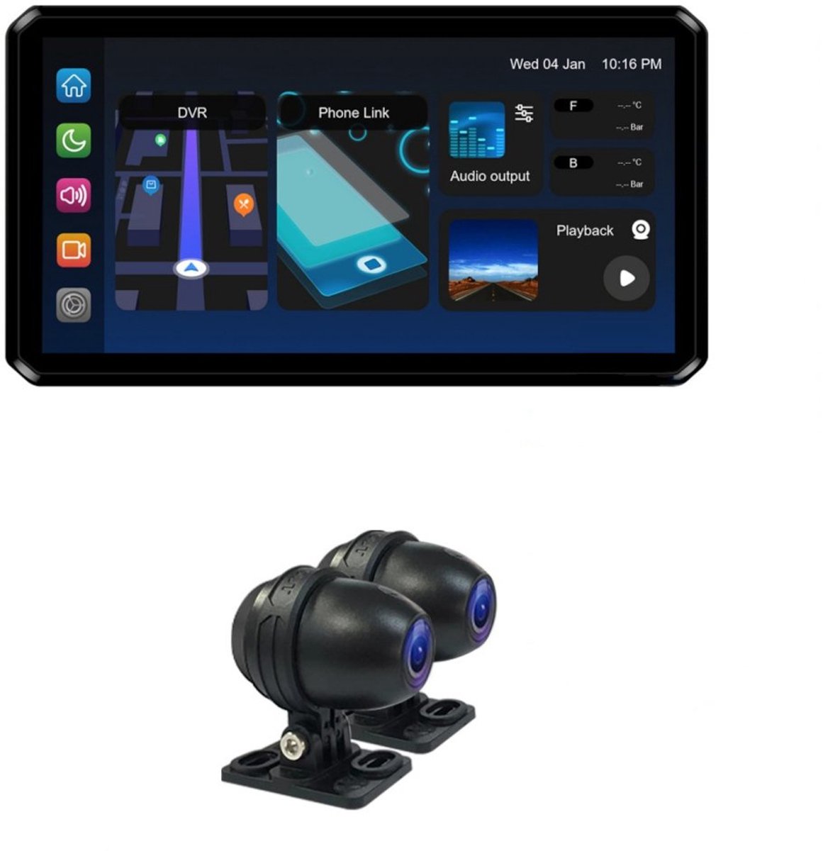 AlienRider M2 Pro Motorcycle Multimedia System + Cameras - Maat - Navigatiesysteem