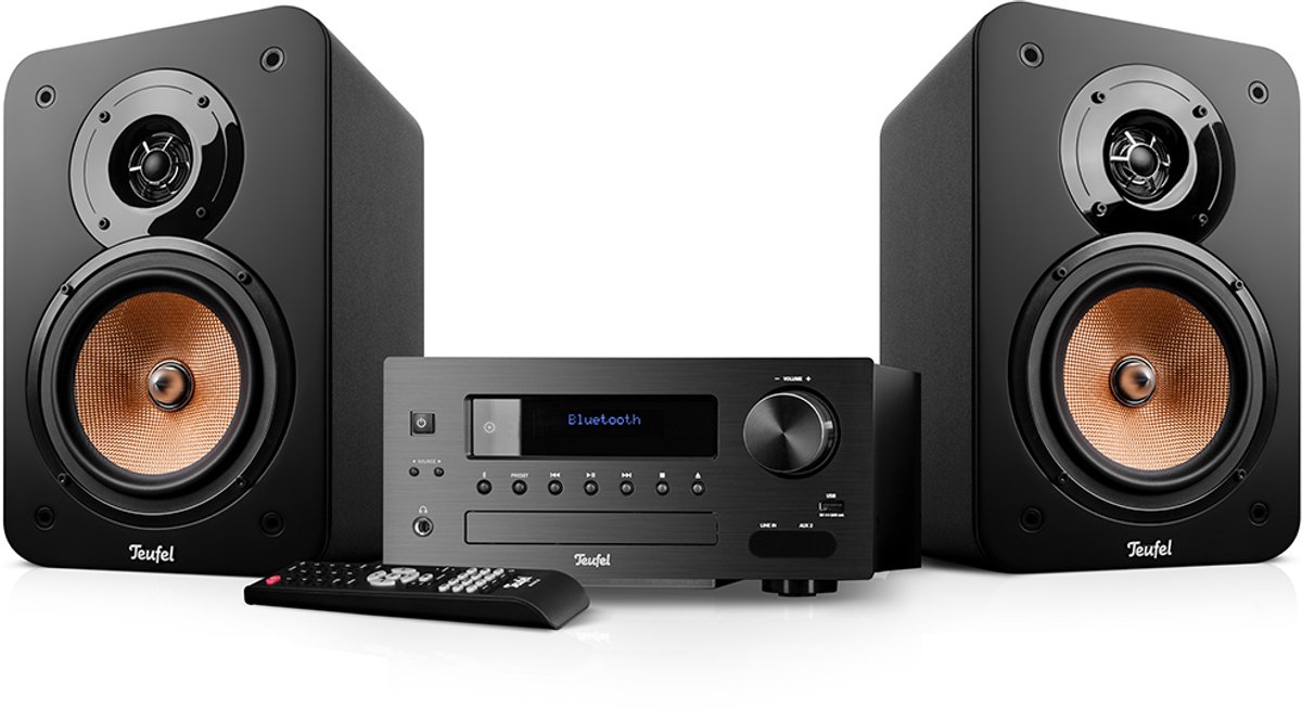 Teufel ULTIMA 20 KOMBO 2 - Premium compacte stereo installatie met 2-kanaals hifi-boekenplankspeakers - Bluetooth aptX, CD-speler en FM/DAB+ radio - zwart