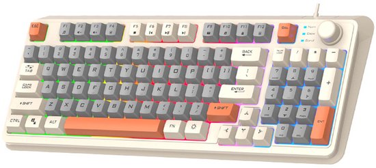 NAXSIR Bedraad toetsenbord, mechanisch gevoel, drievoudig kleurenschema, individuele volumeregeling, verstelbare standaard