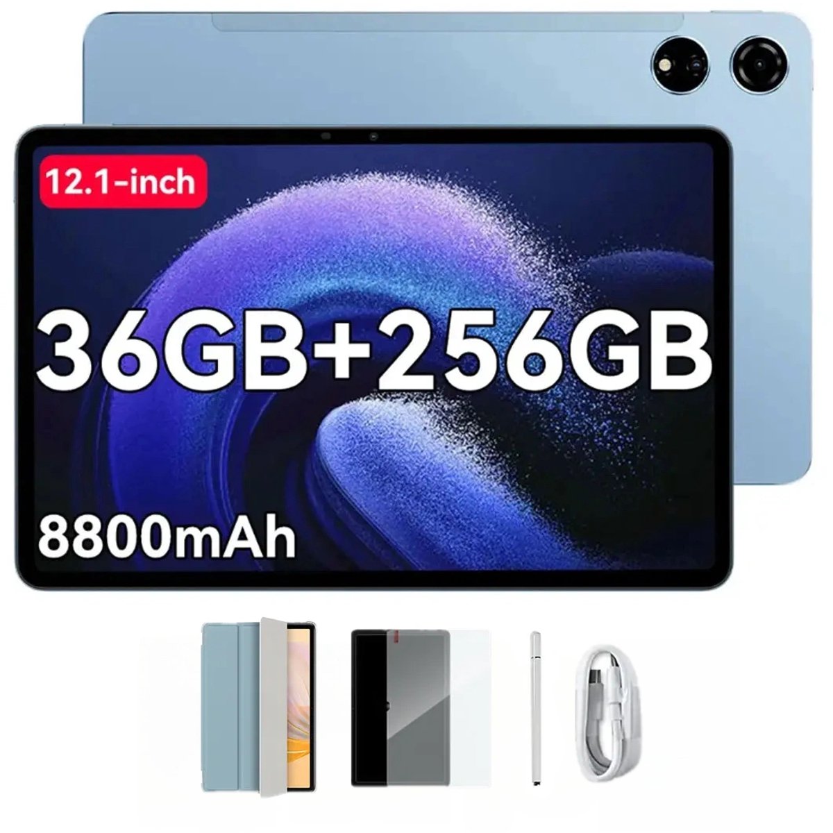 Blackview MEGA 3 Tablet - Android 15 - 12.1 Inch - 36GB RAM - 256GB ROM - Dual 4G LTE - 8800mAh - 13MP+50MP Camera - Blauw