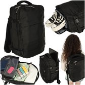 WANDF Handbagage Tas voor Easyjet Airlines 45 x 36 x 20cm, Onder Stoel Reistas met USB Oplaadpoort, Natvak en Schoenenvak, Weekendtas voor Vrouwen en Mannen (Zwart