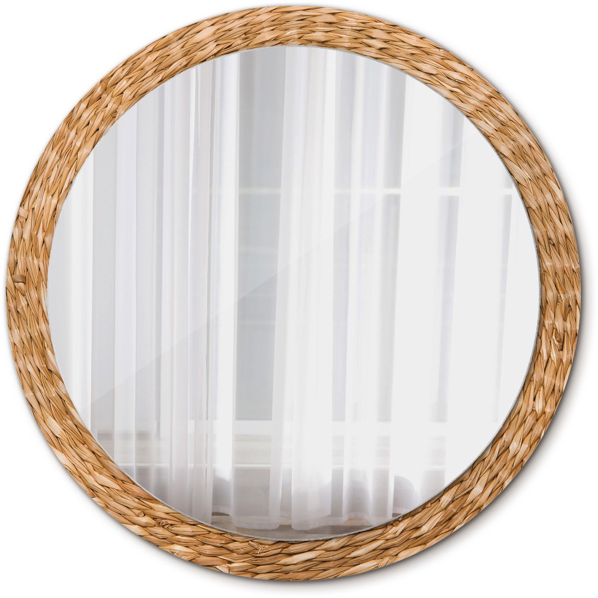 Tulup Spiegel - Ronde vorm Spiegel - op gehard Glas - Vlechtpatroon - Diameter: 100 cm - Spiegel met een sierlijk motief - Origineel cadeau - Oranje - Badkamerspiegel - Gangspiegel - Eetkamer - Make-up Spiegel - Hangspiegel