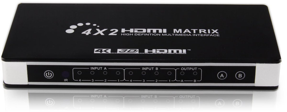 HDMI Matrix 4x2 Switch / Splitter UHD 4K2K 3D met EDID-functie