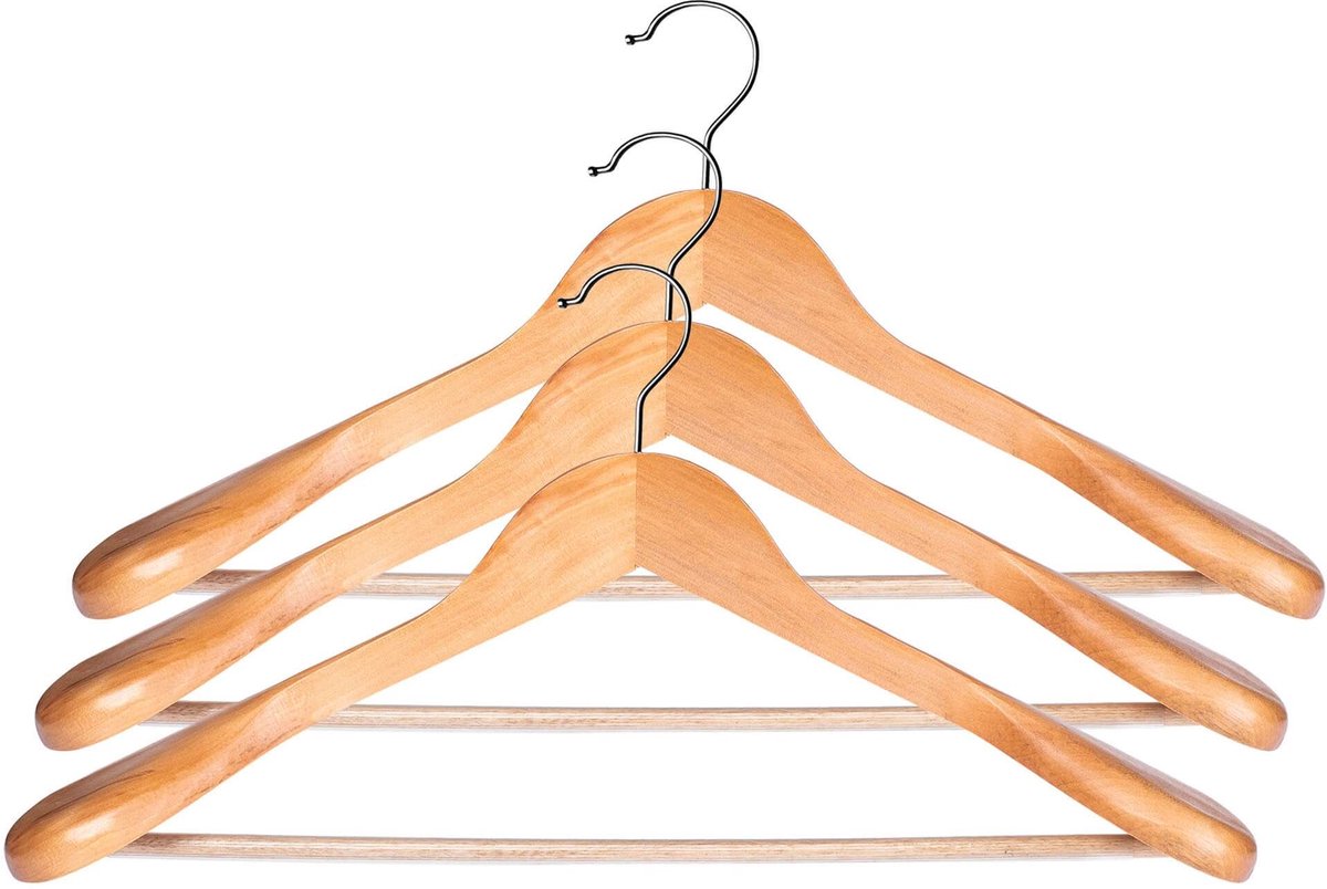 KADAX Kleerhangers van hout, voor kleding, overhemd, pak, broek, rok, 360° draaibare haak van metaal, garderobehanger met antislip brug, kostuumhanger, jashanger (3)