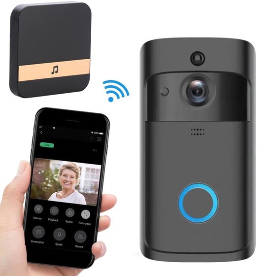 Video Draadloze Videodeurbel 720p HD Zwart - Video - €49,89