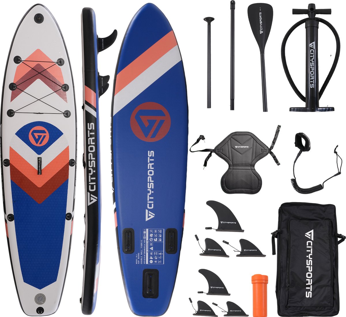 CITYSPORTS SUP Board - Paddle Board - Opblaasbaar Paddle Board - Verstelbare Peddel - Complete Set - 320 cm - Max. 160 kg