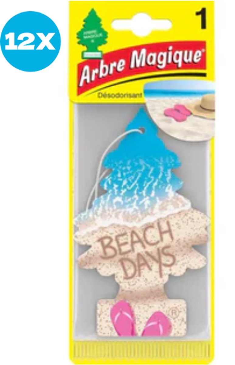 12 stuks Beach Days Arbre Magique Geurboom Luchtverfrisser voor in de auto – Car Parfum – Geurboompje – Geurbooster – Wonderboom – Geurverfrisser – Nieuwe Auto – Autogeur – Autoparfum – Geurblad - Zomer Fris