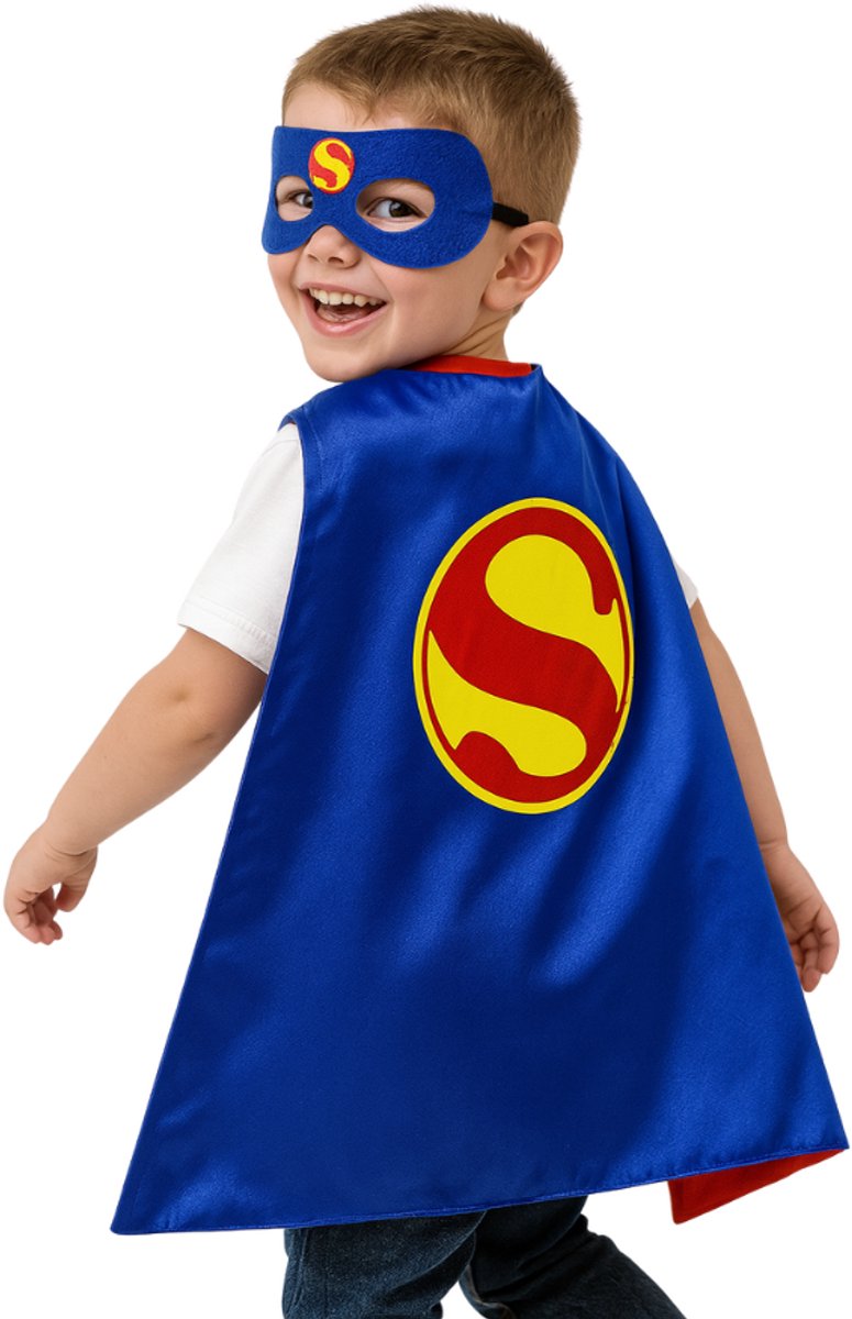 Joya Kids® Super man Cape en Masker Set | Super man Cape | carnavalskleding jongen | Masker | Superheld | kostuum Kinderen — afbeelding 3