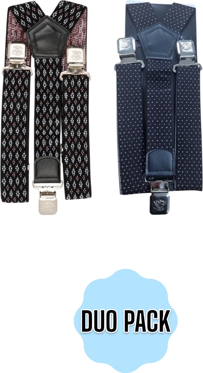Duo Pack Bretels 3 clips - 2 stuks - Bretels - bretels heren volwassen