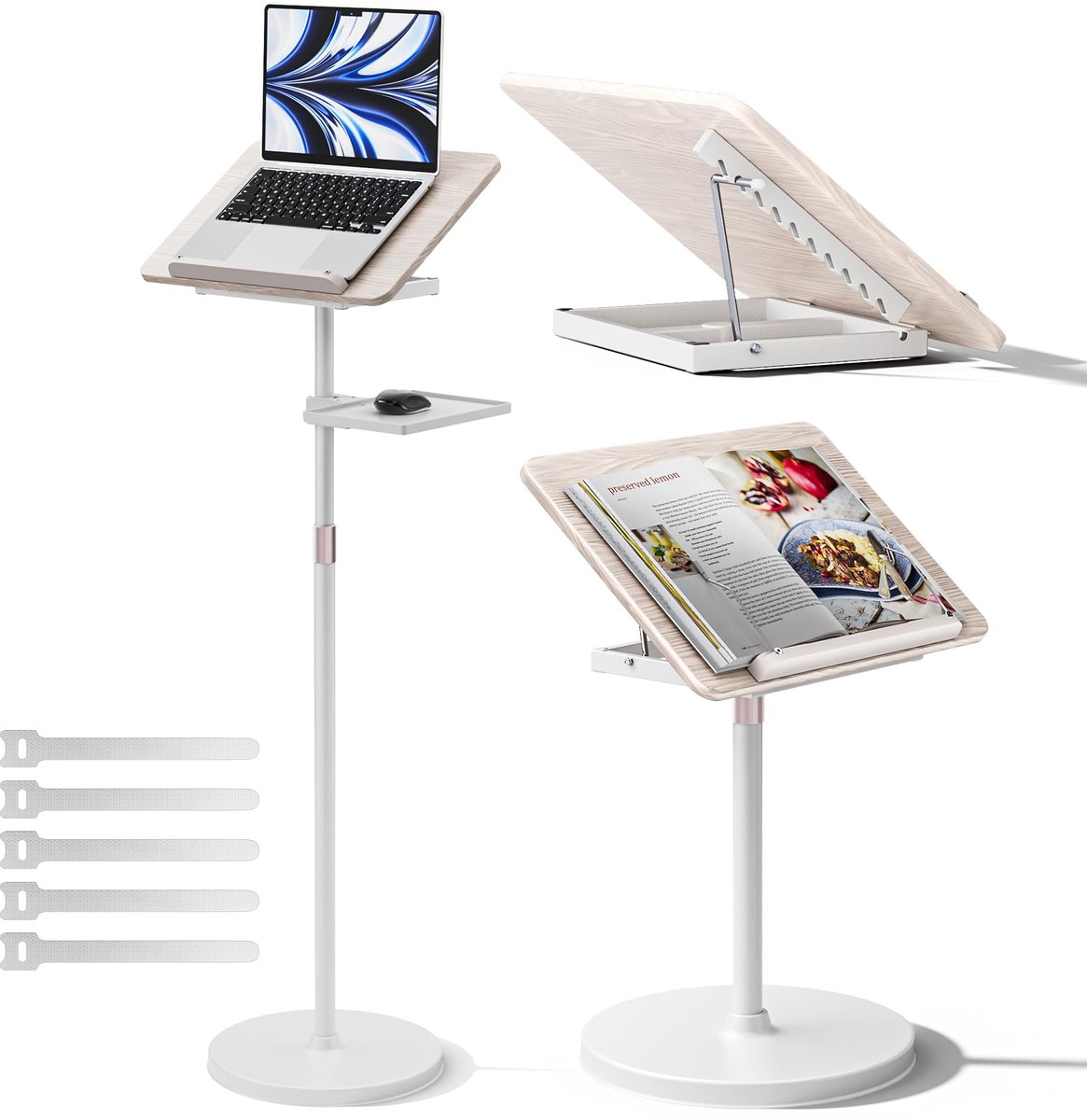 Ibenzoa® Verstelbare multifunctionele boekenstandaard voor vloer- en tafelgebruik met flexibele leeshoeken
