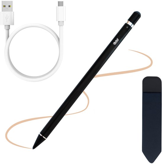ADEL Stylus Pen Universeel met Perfecte Precisie voor Tablet en Smartphone - Oplaadbare Styluspen - Touchscreen Styluspennen - Getest en Geschikt voor o.a. iPad, iPhone, Samsung, LG, Google Pixel en Xiaomi - Zwart