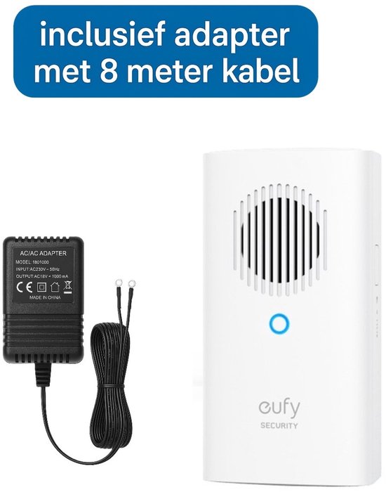 eufy Deurbelgong voor E340/C30/C31 Wit (T8023321) + adapter