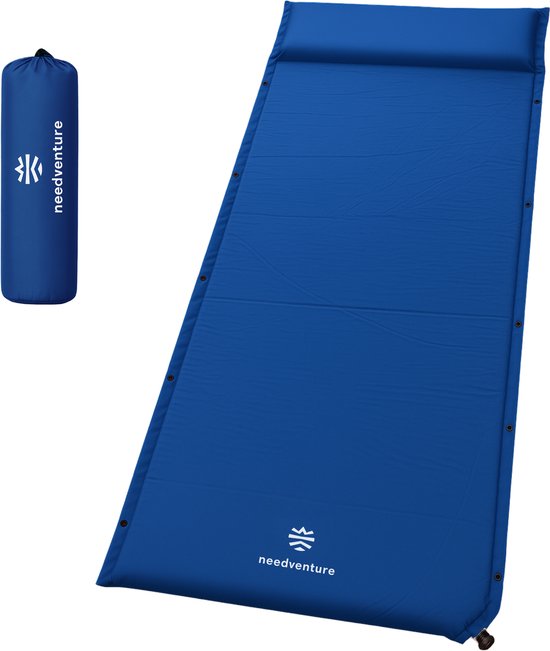 needventure® Zelfopblazende Slaapmat - Zelfopblazend Slaapmatje - Camping Matras - Camping Bedje - Opvouwbaar Logeer Matras - Luchtbed - Luchtmatras - 1 Persoons - Blauw