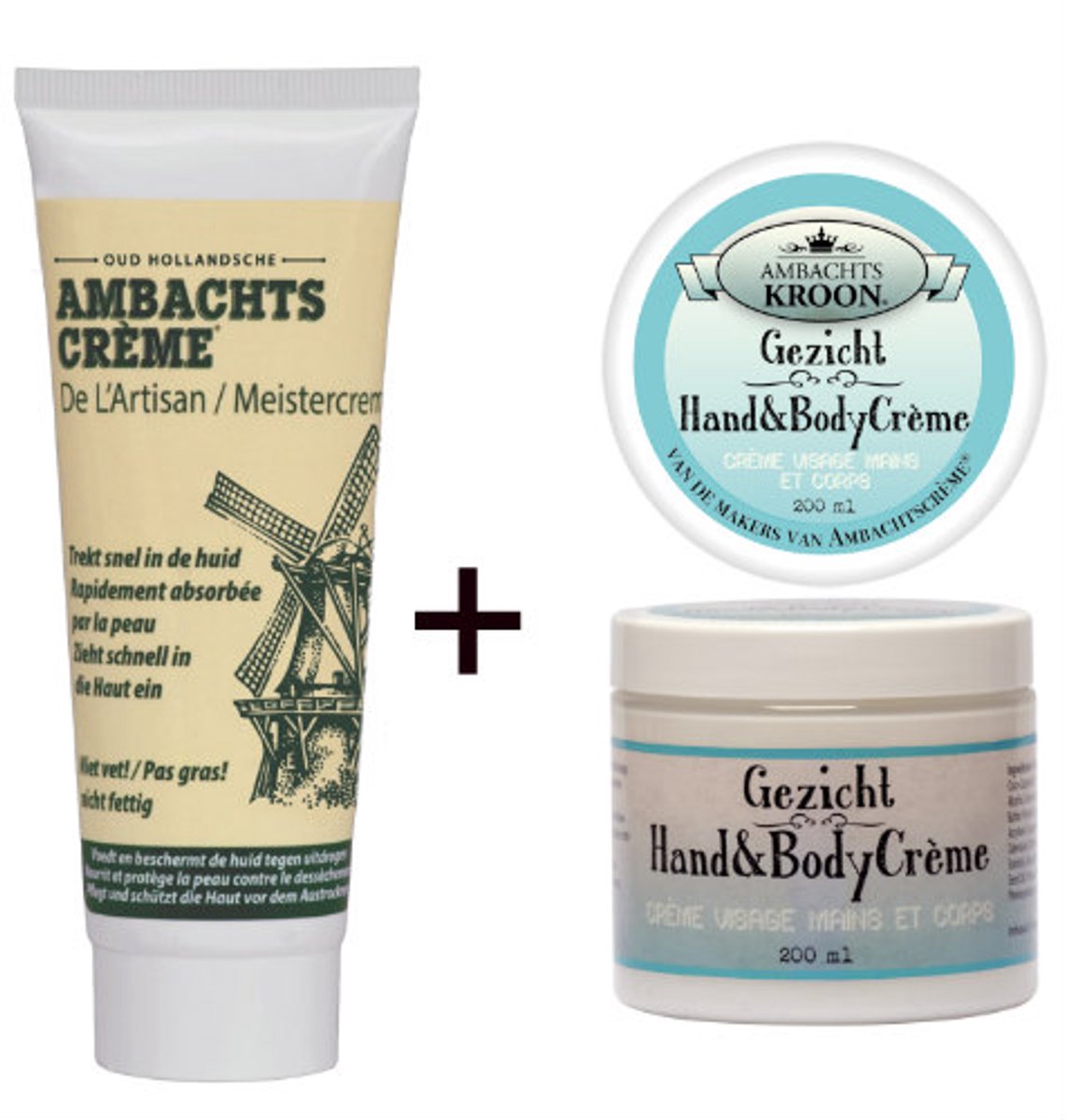 Goedkoopste VOORDEELPACK, tube 75ml en Ambachtskroon 200ml Gezicht, hand en bodycreme,aftersun, handcreme,bodycreme,gezichtscreme,droge handen,schrale handen,ruwe handen,droge voeten