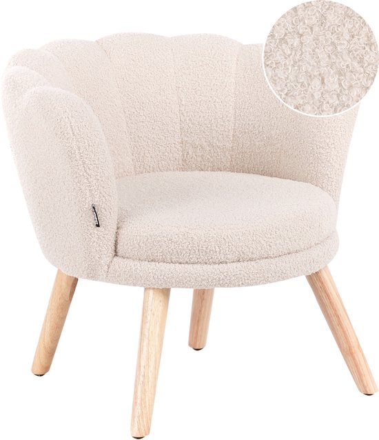 HALBY - Fauteuil enfant - Beige clair - Bouclé