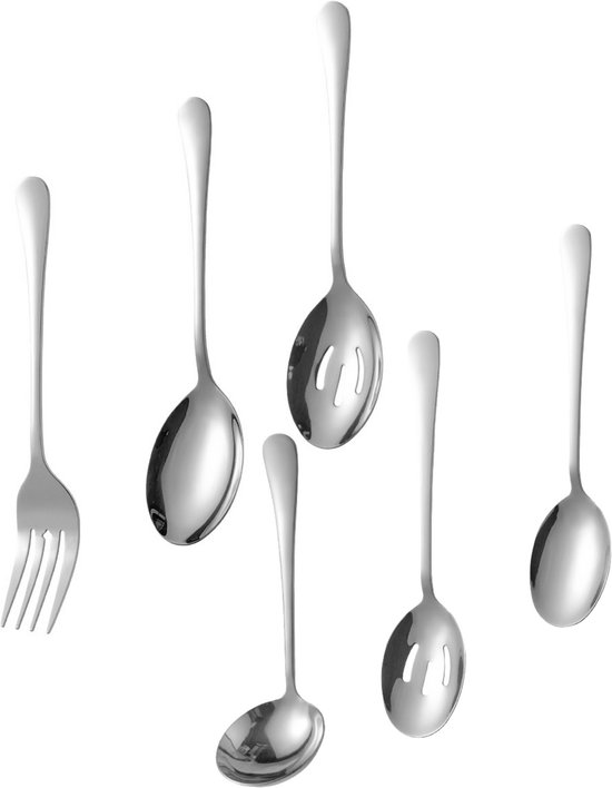 House of Husk Opscheplepel Set - Zilver - Serveerlepel - Soeplepel - Slalepel - Groetelepel - Aardappellepel - 25cm - RVS - 6 Stuks