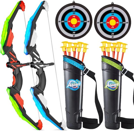 BOTC Complete Pijl En Boog Set - Set van 2 - LED-verlichting - Pijl en Boog Kinderen - Pijl en Boog Speelgoed