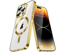 Telefoonhoesje Geschikt voor iPhone 16 Pro Max – Siliconen Hoes met Chroom – Compatibel met MagSafe – Geïntegreerde Camerabescherming – Goud – FuturiQ
