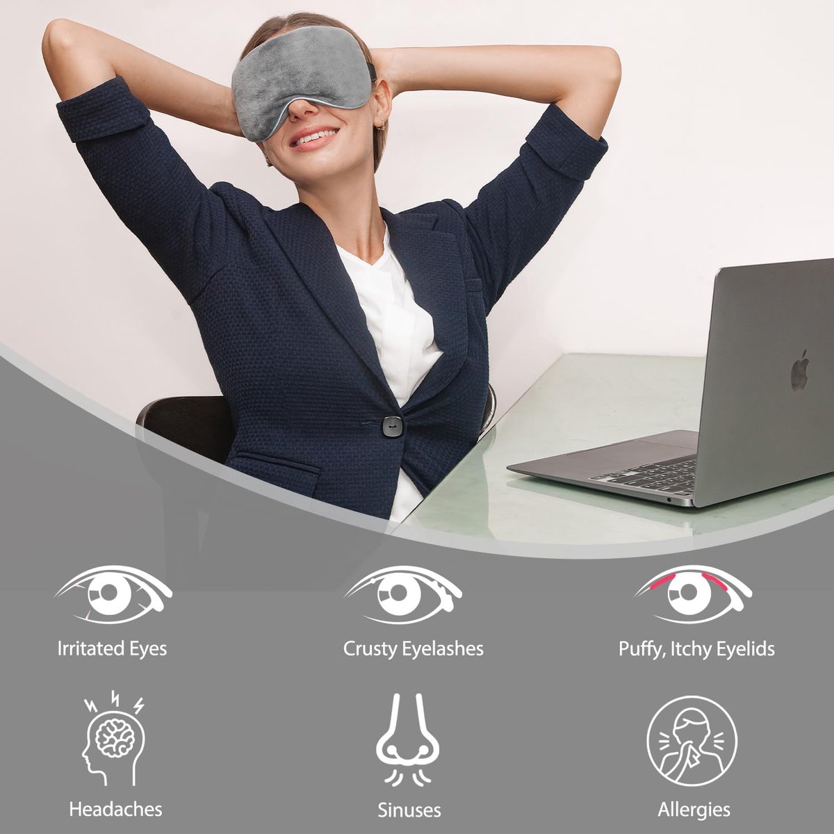 Luxe Slaapmasker - Traagschuim Slaapmasker - Stoom Oogmasker- Verduisterend Oogmasker - Verzacht de ogen - Verstelbaar - Blinddoek - Zijdezacht - Anti-Rimpel - Ergonomisch - Vrouwen en Mannen — cadeau in Verzorging - foto 2