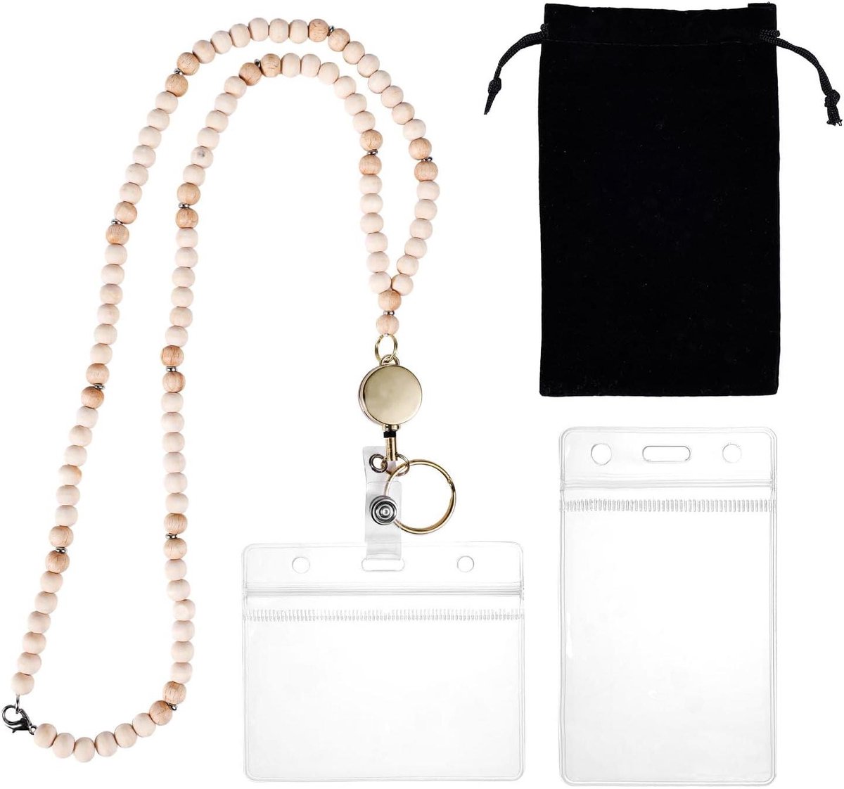 LEGENTLISUR Leraar Lanyard met ID-houder, schattige bloem glas kralen