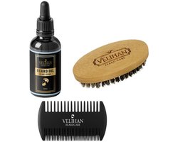 Velihan Beardcare Baardverzorging Trio Pack - Olie, Borstel & Kam