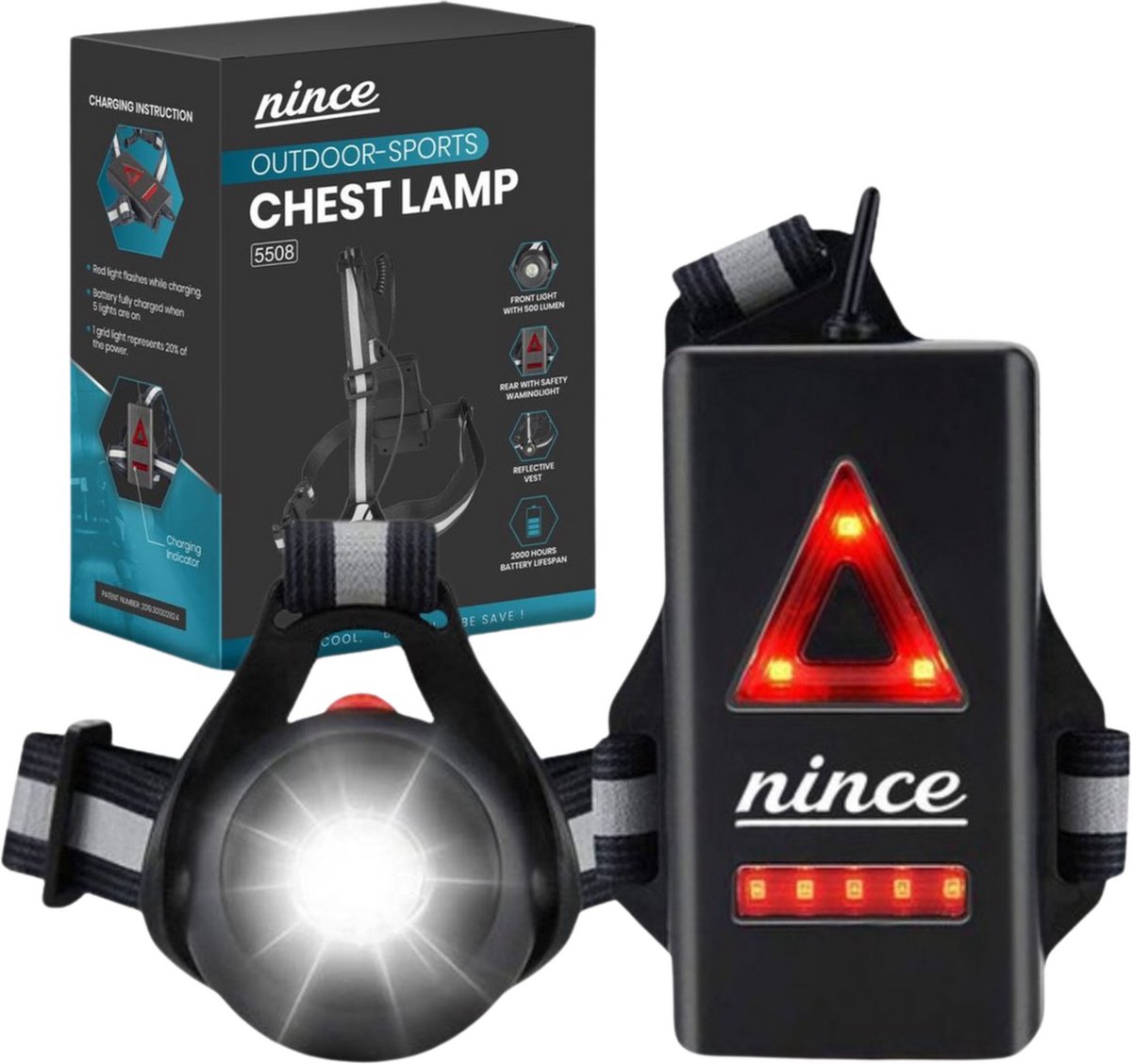 Nince LED Hardloop Verlichting Borstlamp