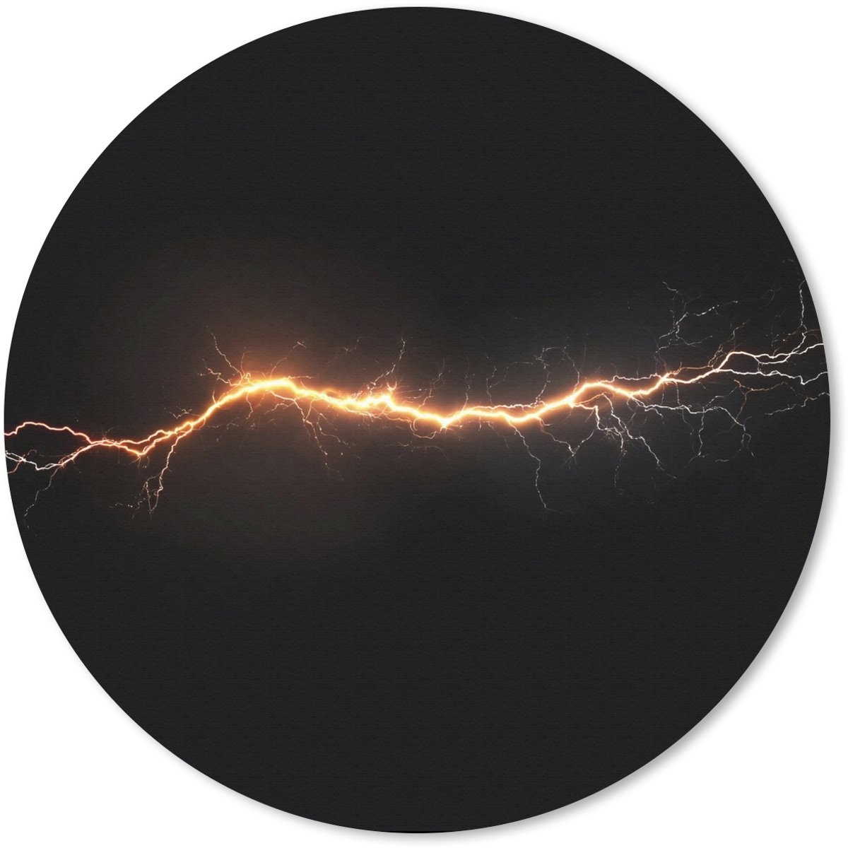 Muismat rond 30x30 cm - Mousepad Gaming - Oranje - Bliksemflits - Licht - Ronde muismatten