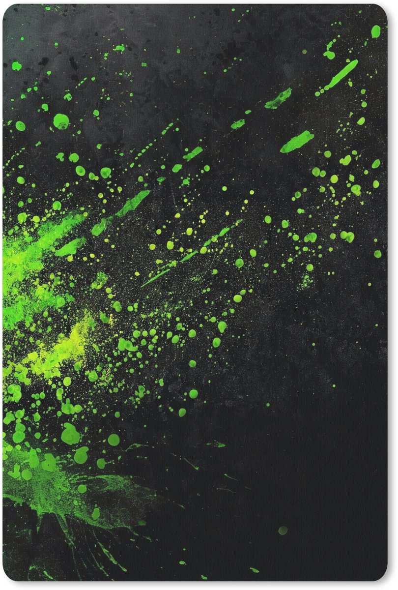 Muismat 18x27 cm - Mousepad Gaming - Spetters - Groen - Chaotisch - Groen - Muismatten