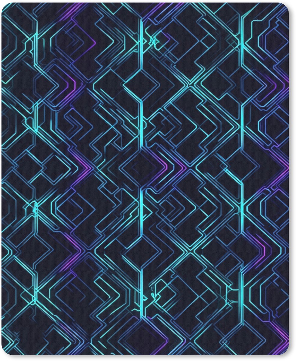 Muismat 19x23 cm - Mousepad Gaming - Ruitvormen - Abstract - Neon - Paars - Muismatten