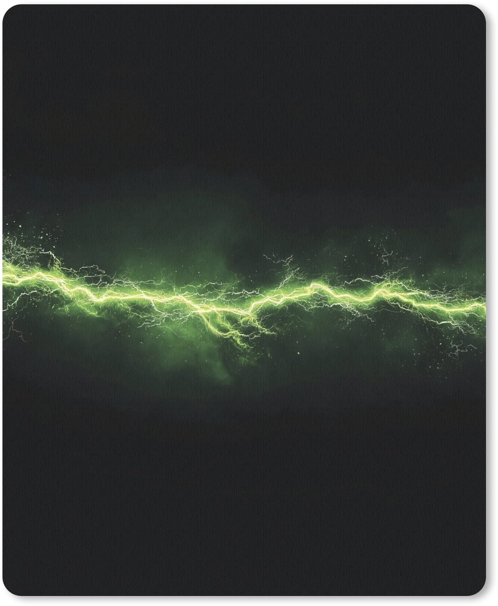 Muismat 19x23 cm - Mousepad Gaming - Elektriciteit - Lijn - Vonken - Groen - Muismatten