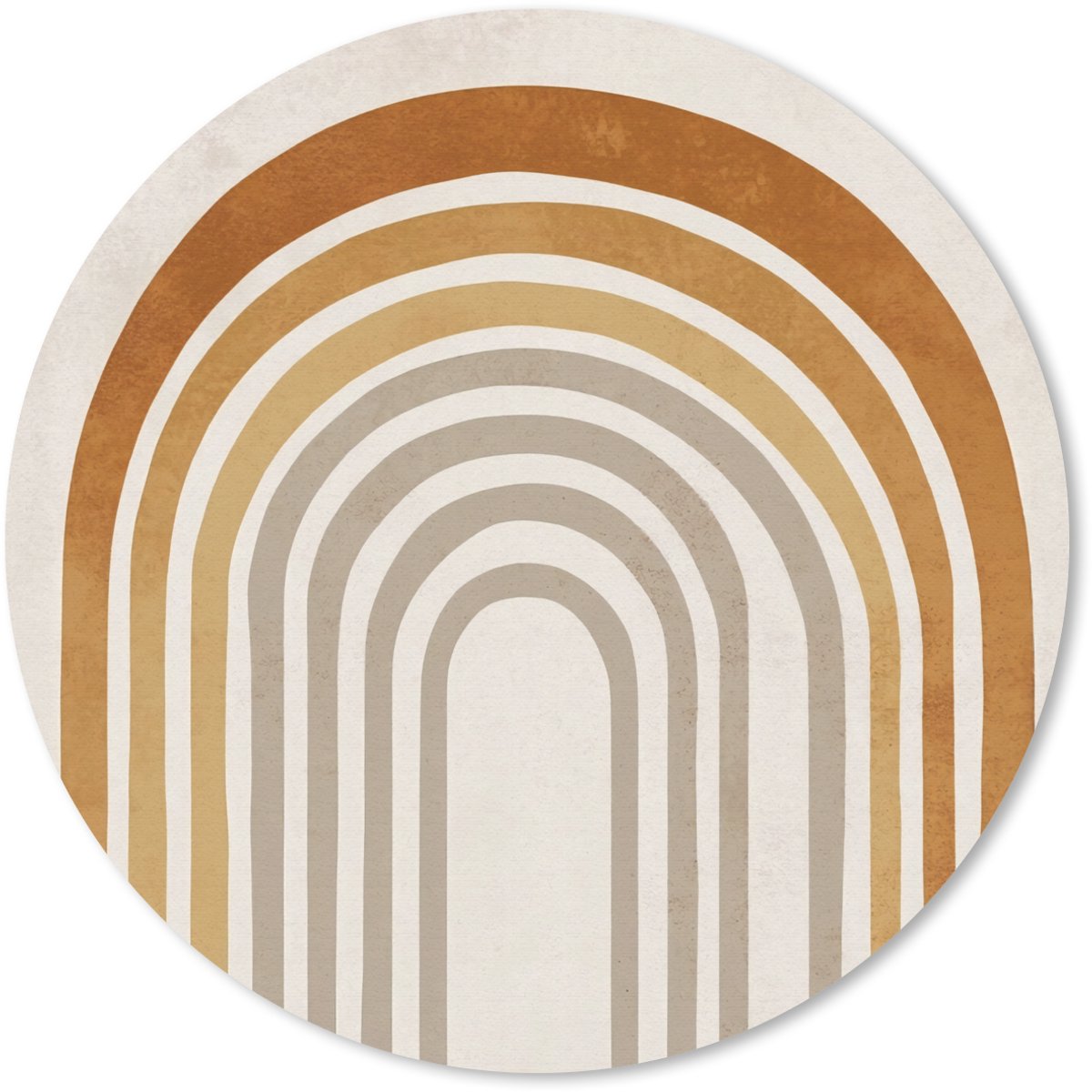 Muismat rond 30x30 cm - Mousepad Minimalistisch - Boog - Lijnen - Beige - Ronde muismatten