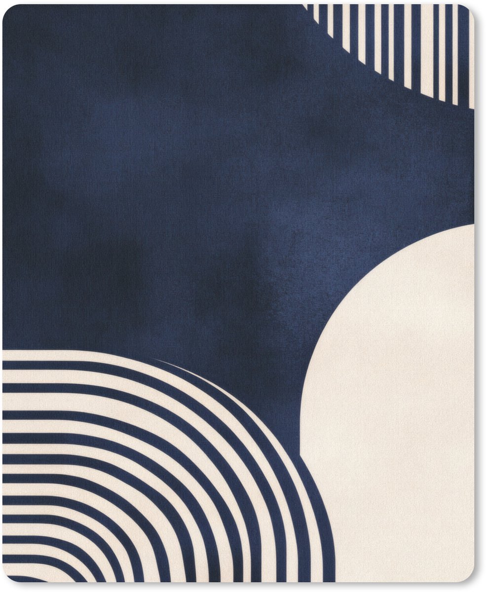 Muismat 19x23 cm - Mousepad Donkerblauw - Abstract - Lijnen - Muismatten