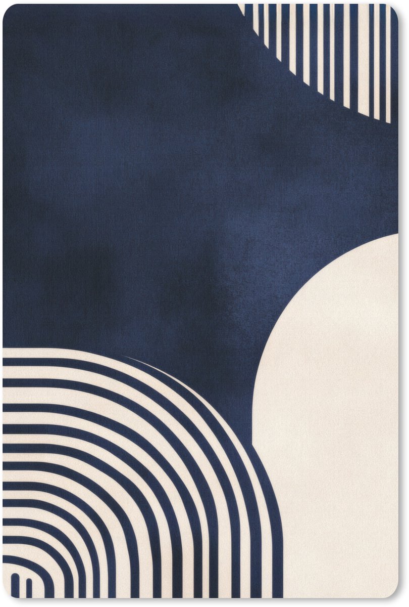 Muismat 18x27 cm - Mousepad Donkerblauw - Abstract - Lijnen - Muismatten