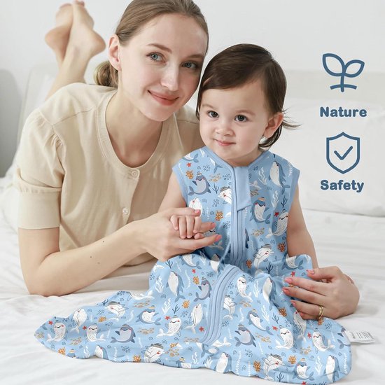 Zomerslaapzak 05 TOG voor baby's - 100% katoenen ademende babyslaapzak (3 stuks blauw XL) — afbeelding 4