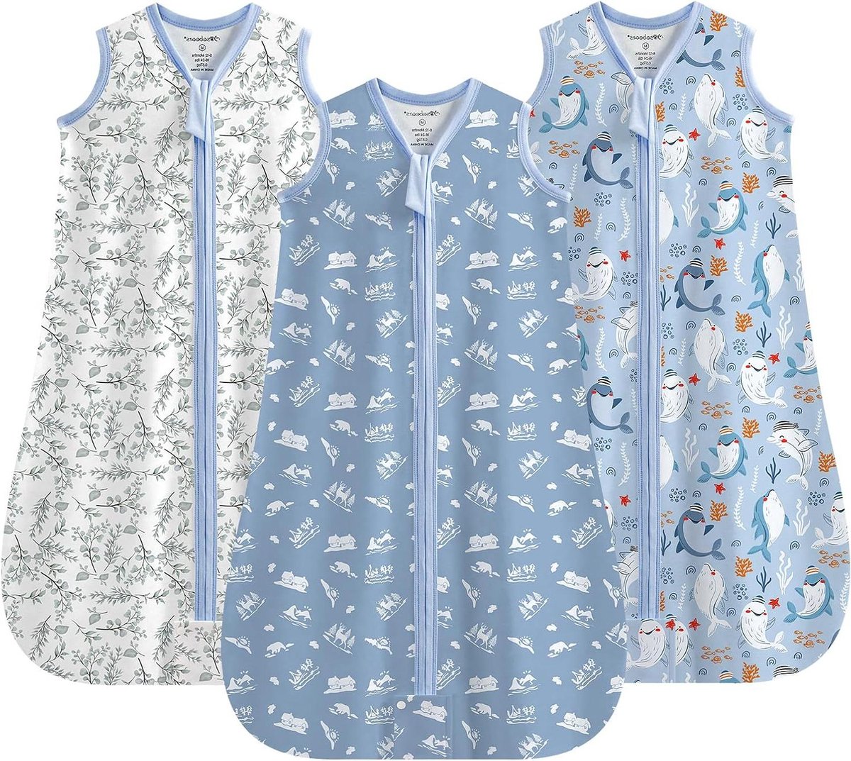 Zomerslaapzak 05 TOG voor baby's | 100% katoenen ademende babyslaapzak (3 stuks blauw XL)