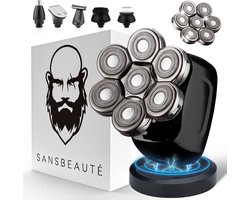 6-in-1 Scheerapparaat Mannen – Trimmer – Tondeuse – Sansbeauté® Skull Sharp PRO – Electric Face & Head Shaver – Hoofd Kaal Scheren – Nat & Droog – Draadloos Opladen – Elektrisch