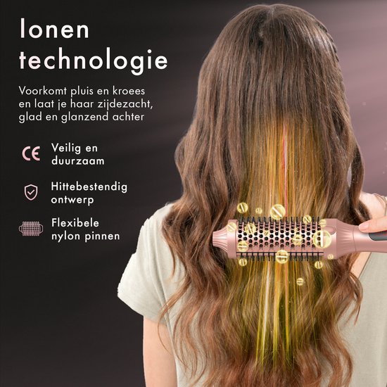 QFLEX PRO® Thermal Brush - Keramische Warmteborstel - Krultang - Krulborstel - Fohnborstel - Airstyler - Warmteborstel - Krullen borstel - 38 mm – 15 Sec Opwarming – Glanzend, Pluisvrij & Zijdezacht Haar – 10 Warmtestanden – Haarborstel 2m Snoer