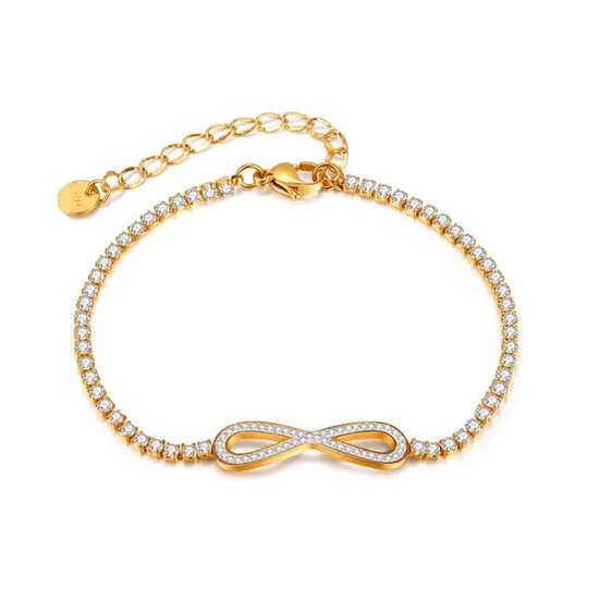 Bijoux Eterna | Bracelet en or pour femme avec signe infini – Pierres de zircone – Bijoux Elegant – Plaqué or – Bracelet infini