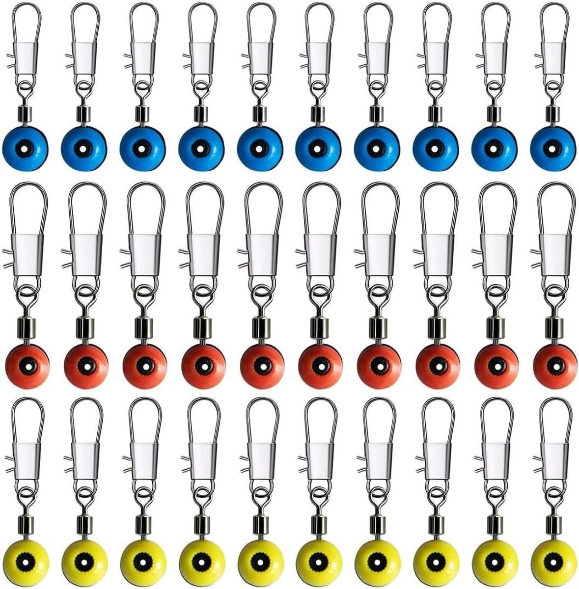 Allecto Plus - 30 stuks Visswirl Swivel in 3 Maten voor Viskoppelstuk met Karabijnhaak - Visgerei Accessoires