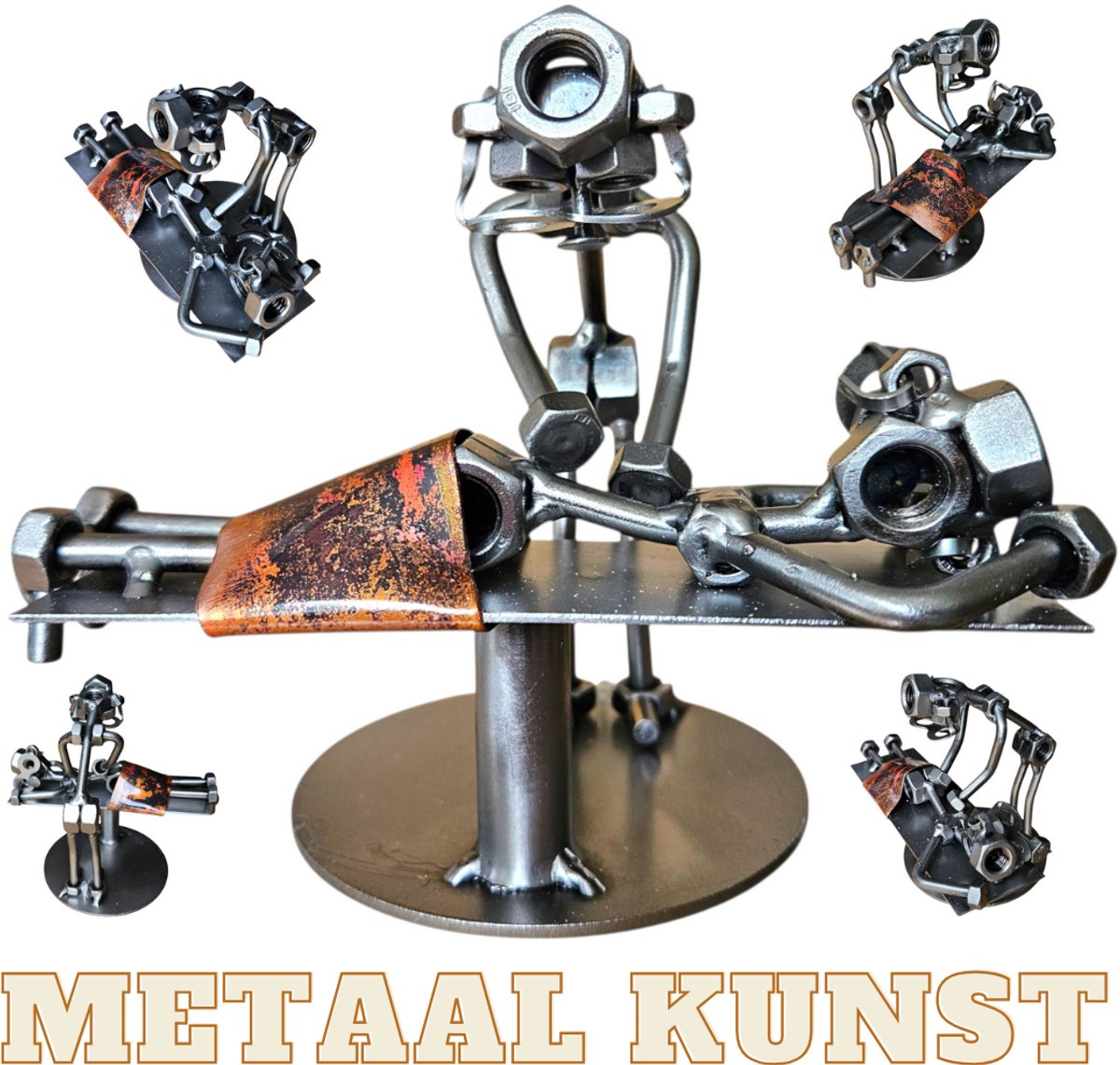 Massagetherapeut-metaal kunst-metaal beeld-masseur-massage-massagesalon-het best cadeau-uniek-verjaardag-sinterklas gift-geschenk