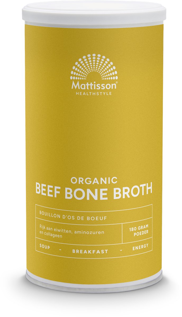 Bol.com Mattisson - Runder Botten Bouillon Biologisch - Beef Bone Broth - Bottenbouillon Rijk aan Eiwitten, Mineralen, Aminozure... aanbieding